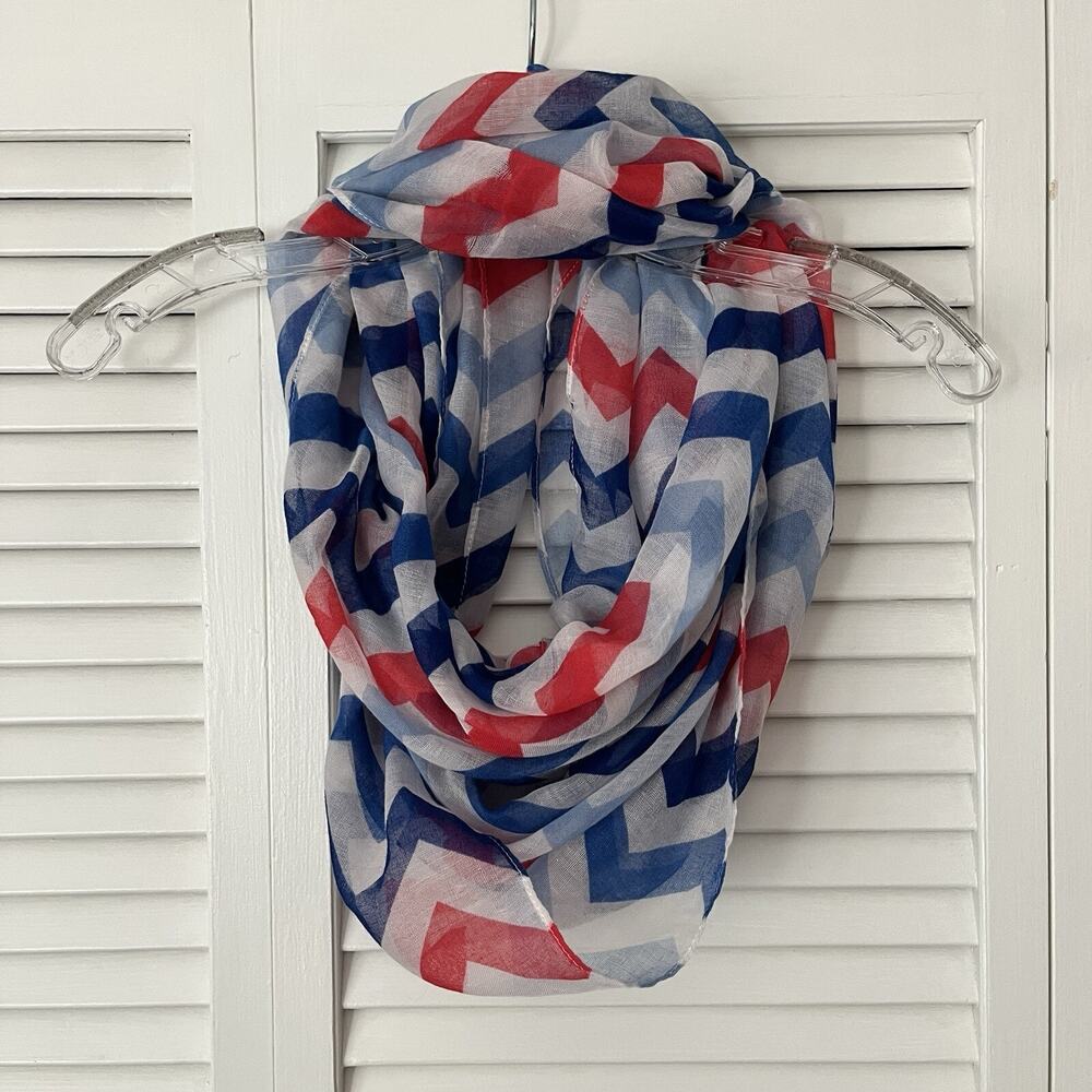 Unbranded infinity scarf chevron print patriotic color 4th of July, USA, Freedom